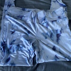 Blue and White Tie-Dye leggings with Elastic Waistband